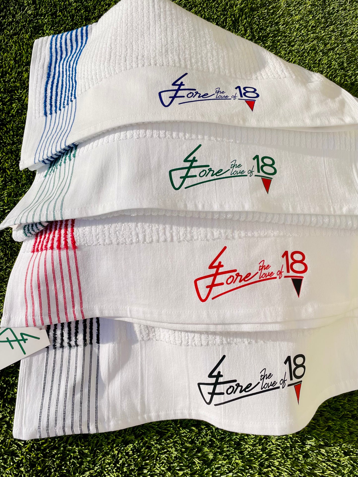 White Multi Color Golf Towels