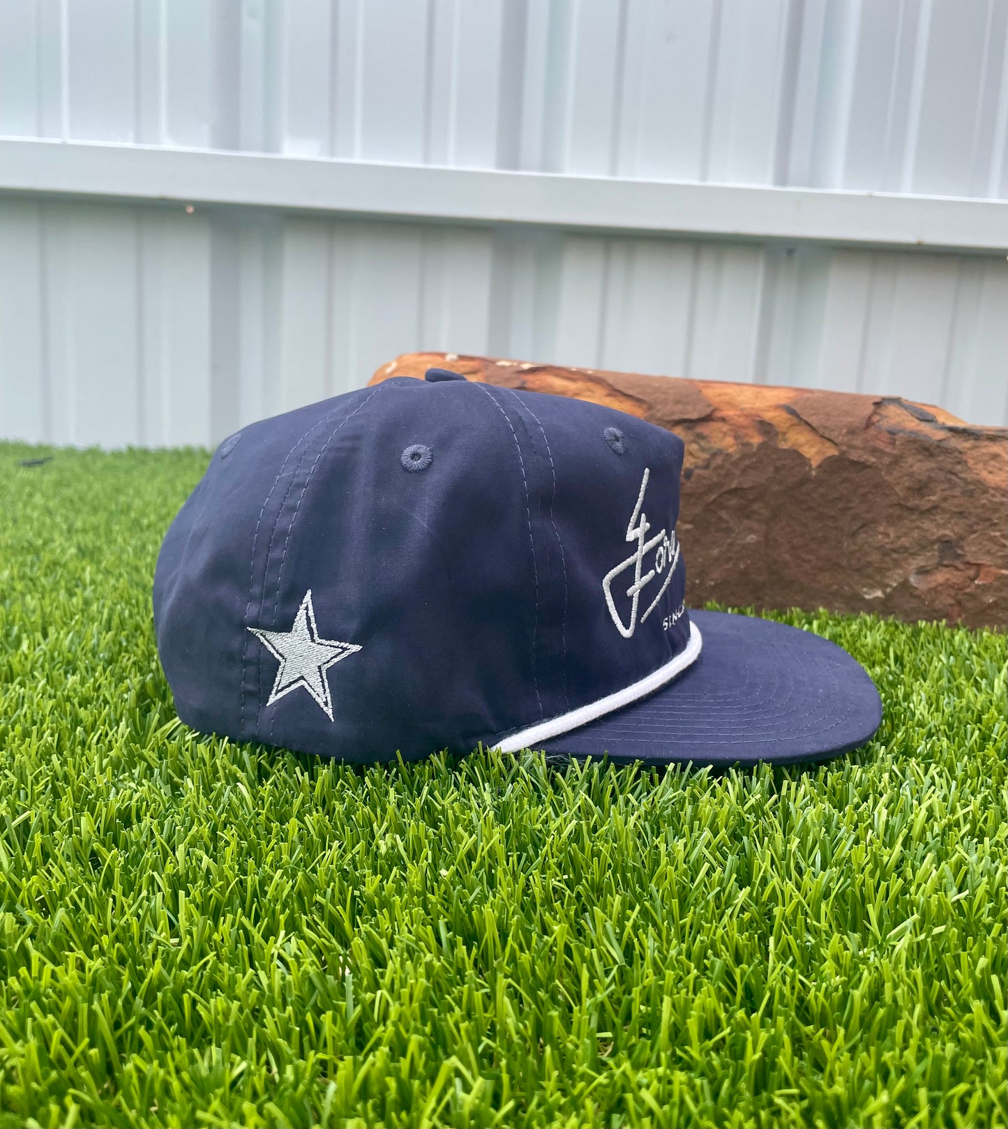 4Football Navy/White/Grey Rope Flat-Bill - Cowboys