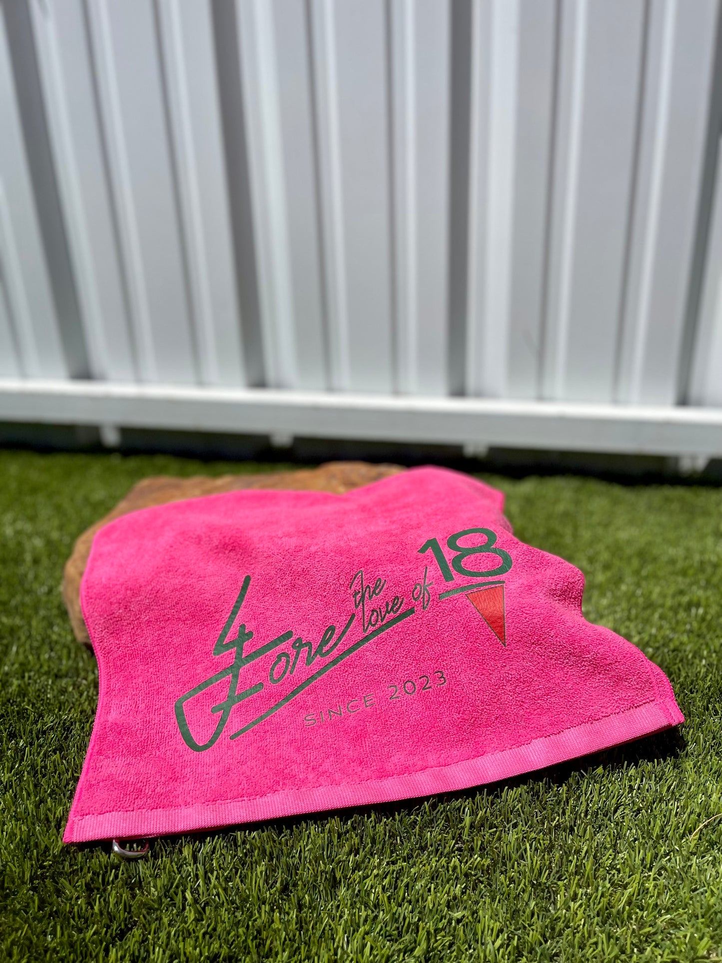 Pink Golf Towel Horizontal Logo