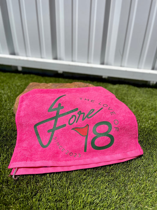 Pink Golf Towel Round Logo