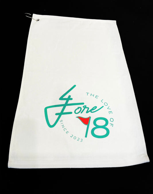 White Golf Towel Round Logo